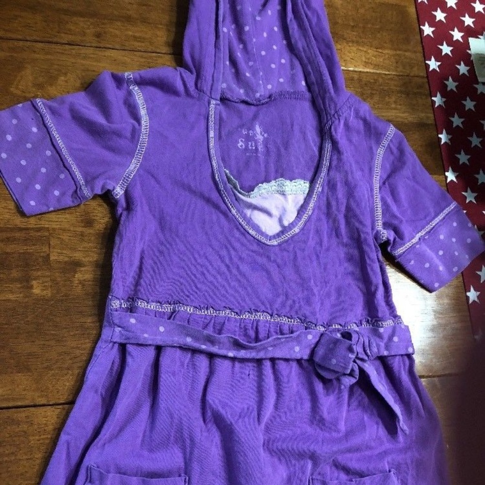 Girls dress 6x Purple Hooded s/s dress 285